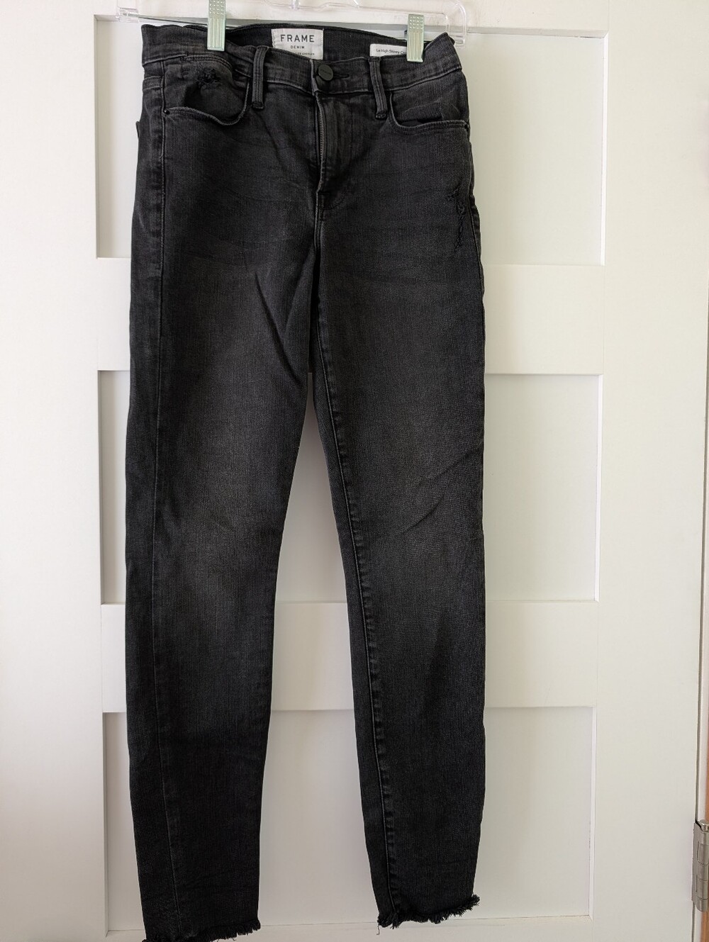 FRAME Le High Skinny Crop Jeans Women's 25 Raw Hem High Rise Denim